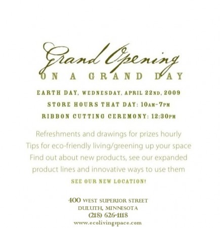 Come, Celebrate Grand Opening on Earth Day!