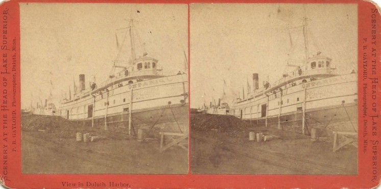 Stereoview View in Duluth Harbor by P. B. Gaylord