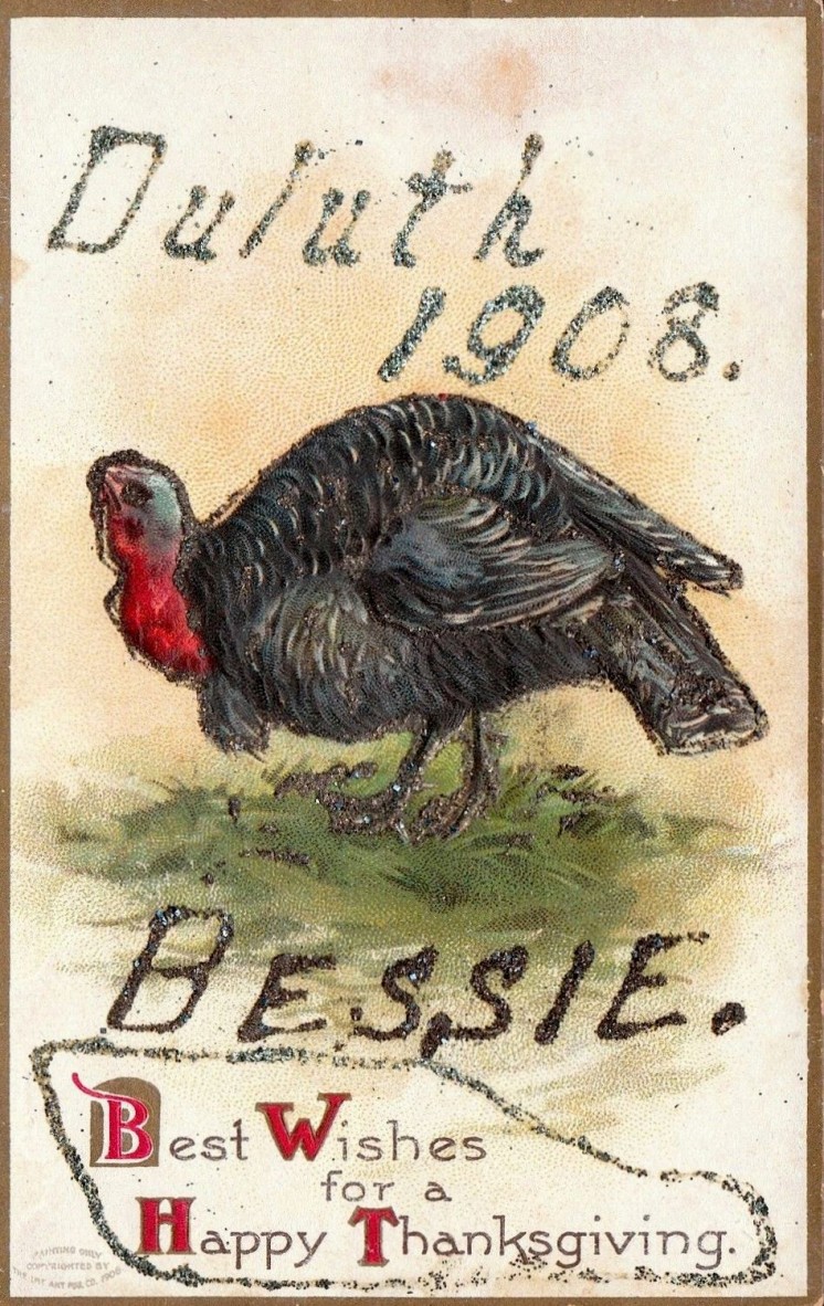 Bessie Thanksgiving  Postcard 1908