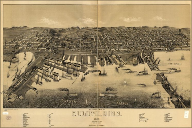 Perspective Map of Duluth 1887