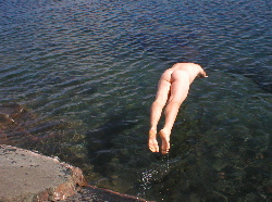 an unnamed skinnydipper on Lake Superior