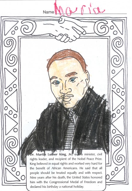 Picture my 6 year old daughter colored of Martin Luther King, Jr. 