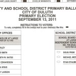 Sample Ballot for Duluth Primary Election on Tuesday, Sept. 13, 2011