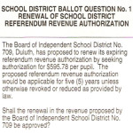 Duluth School District Ballot Questions
