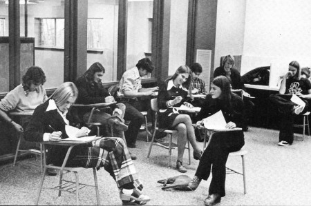 New classrooms were made from the lower half of the old auditorium that gave students an additional study area