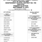 Duluth 2015 Primary Election Sample Ballot