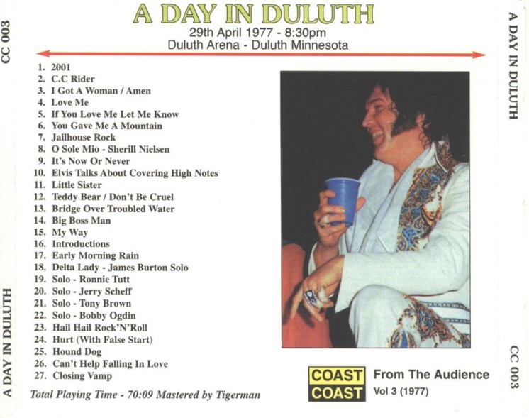 Elvis - A Day in Duluth bootleg back cover