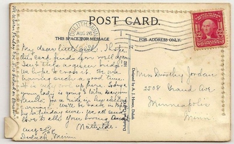 1908 Aerial Bridge postcard back