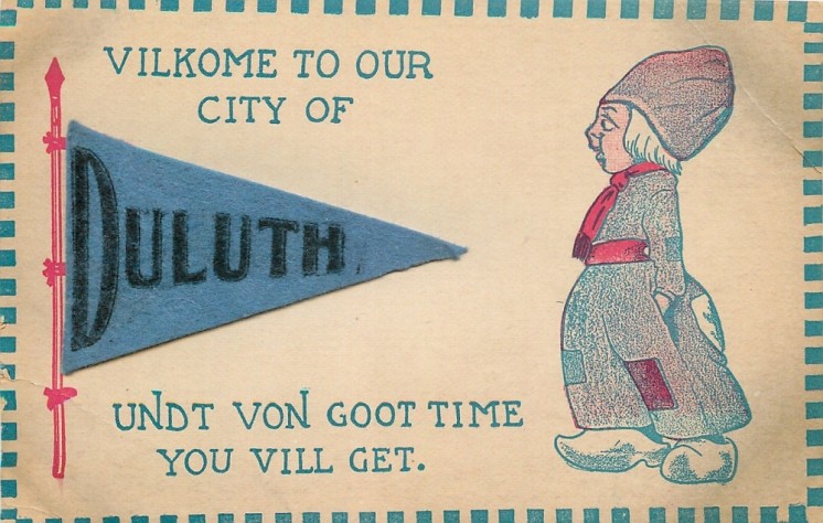 Vilkome to our city of Duluth postcard