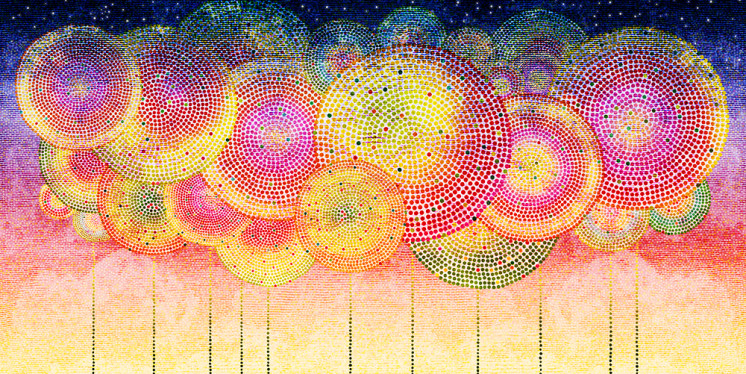 Numinous Grove This one is inspired by Australian Aboriginal dot paintings. You’ll find dots in much of my work. They are a recurring theme.