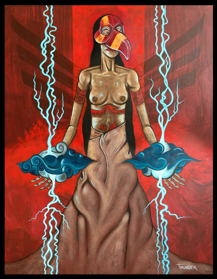 The Deafening Tones of Thunderbird Woman Acrylic on canvas 54” x 48” 2016