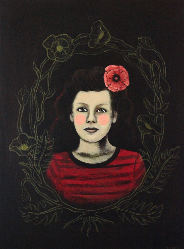 Poppy, 24”x18” acrylic on deep cradled wood panel