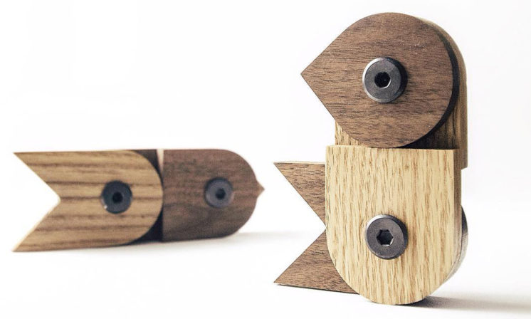 Custom designed and built folding bird toy.