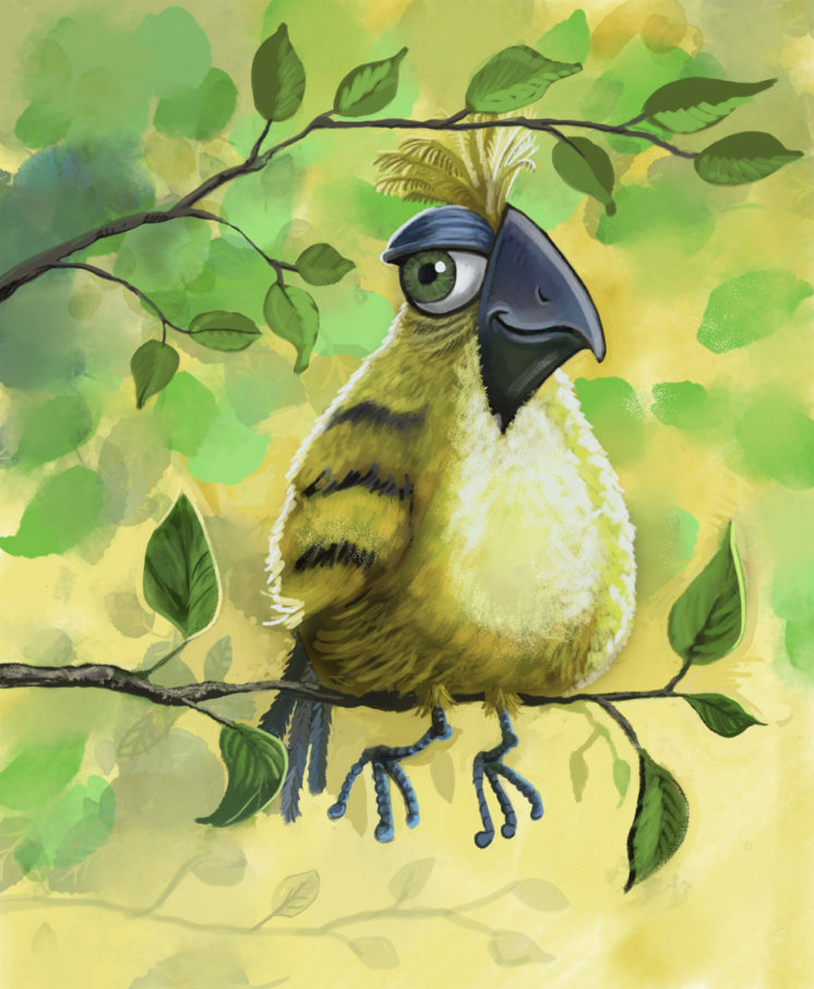 "Yellow Sitting Bird" part of the Wild Kingdom show at Beaner's. 