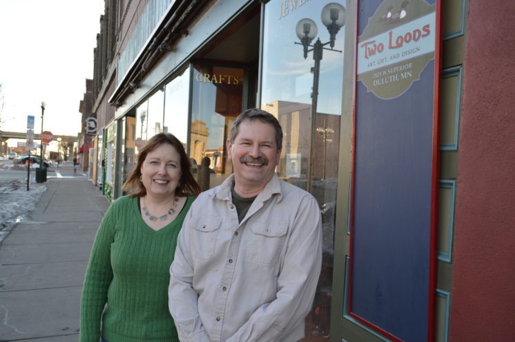 Lori and Joel Baird will open Two Loons, a new art gallery/retail store in a former Ben Franklin dime store on West Superior this spring.