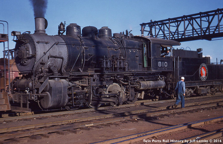 Great Northern Railway Class C-1 0-8-0 No. 810 at KD Station in Kelly Lake, Minnesota 1953
