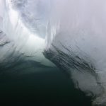 Underwater views of ice sheet breaking up