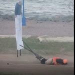 Video: Duluth stilt walker takes a tumble