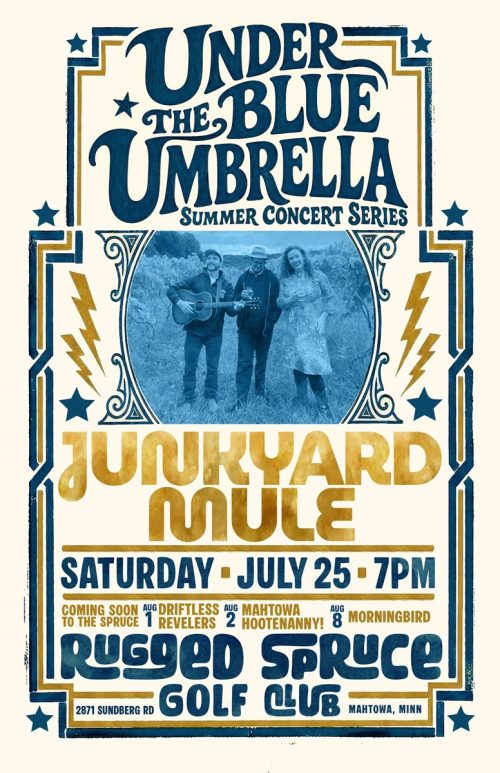 Junkyard Mule Under the Blue Umbrella