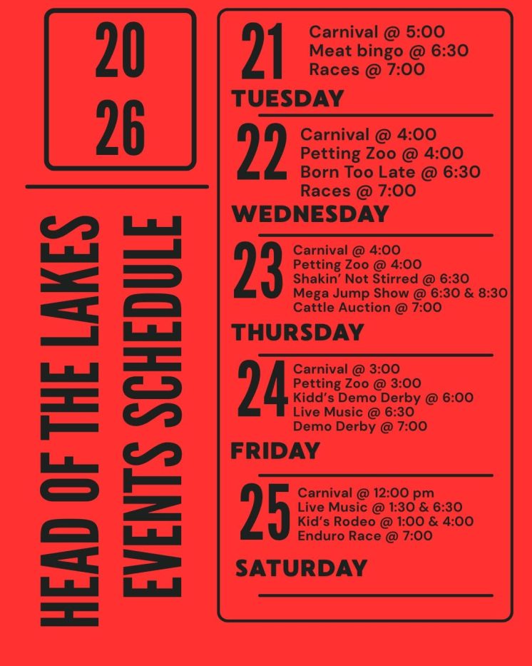 Head of the Lakes Fair 2026 Schedule