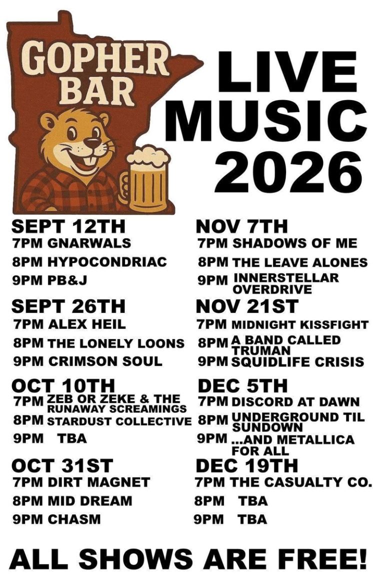 Gopher Bar Live Music Sept Dec