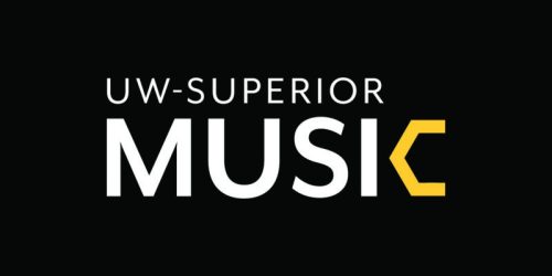 UW Superior Music Logo white and yellow on black2 e1669235862716