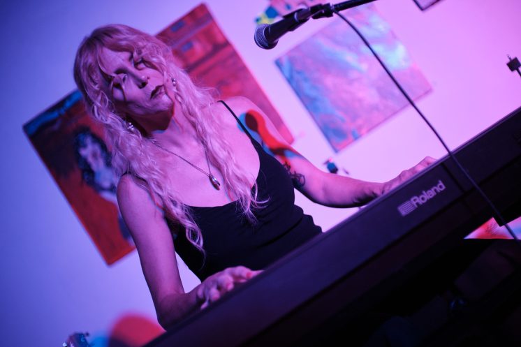 Duluth musician Mara Lovejoy playing piano at Prøve Gallery, Sept. 12, 2026