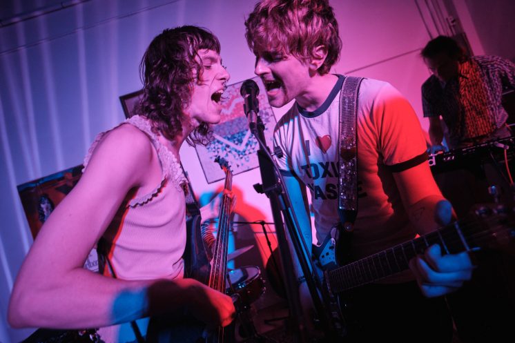 Angel Marshall and Noah Ruona of Duluth band Willem Dafoe Fan Club playing at Prøve Gallery, Sept. 12, 2026