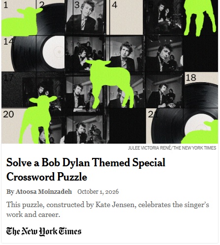 Solve a Bob Dylan Themed Crossword Puzzle